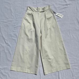 St. Roche Cordell Pleated Pant Wide Leg Trouser Ankle Size 6 Cotton Minimalist